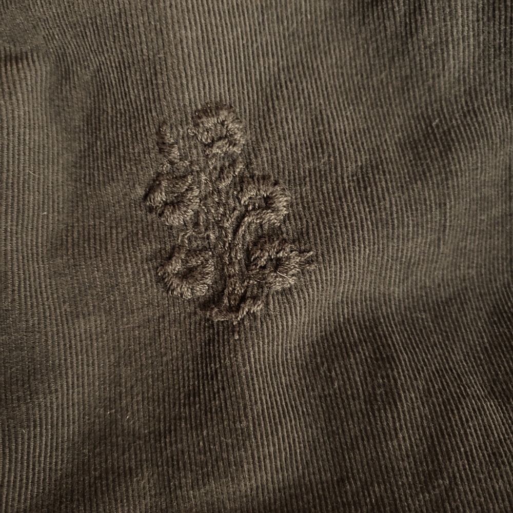 CP Shades Green Embroidered Corduroy Palazzo Pants